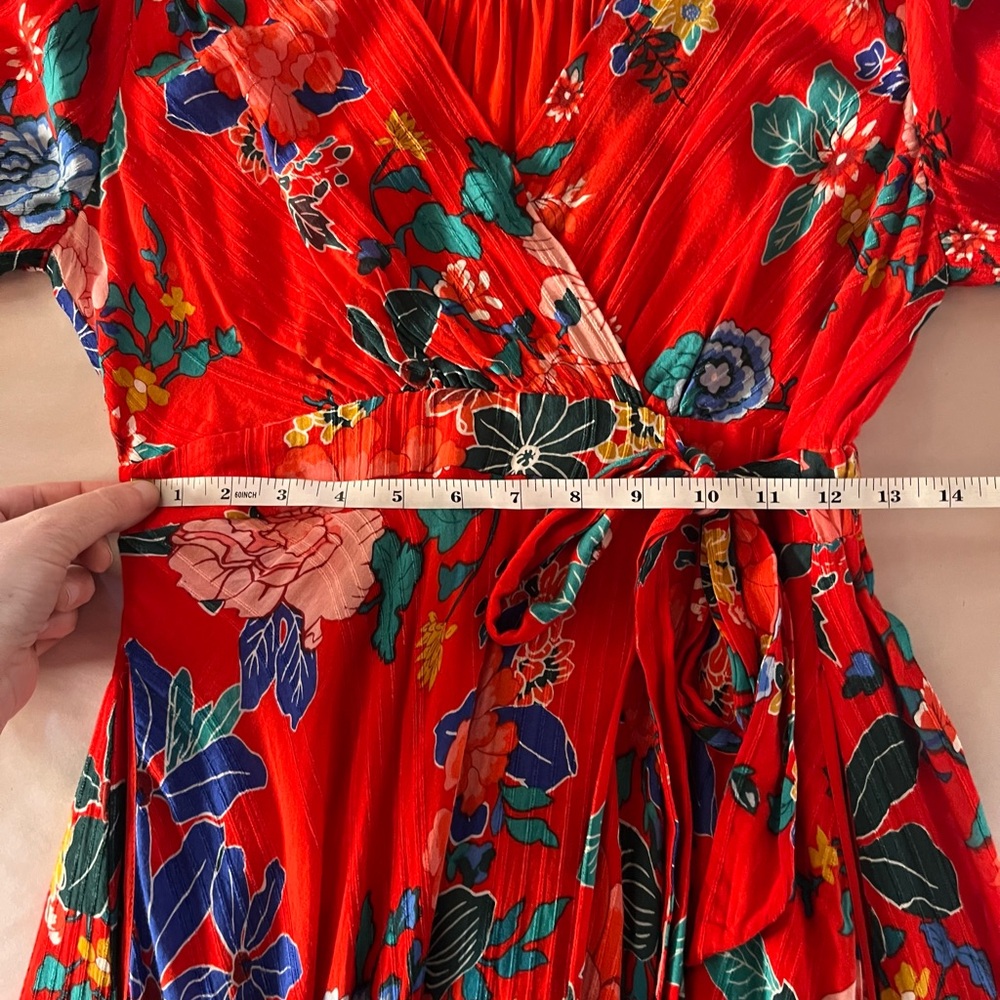 Anthropologie Red Floral Boswell Midi Dress 8 - Picture 15 of 16